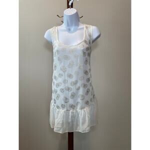 Love to Be Loved Sheer Sleeveless Top Size L Cream Gold NWT Lightweight Flowy
